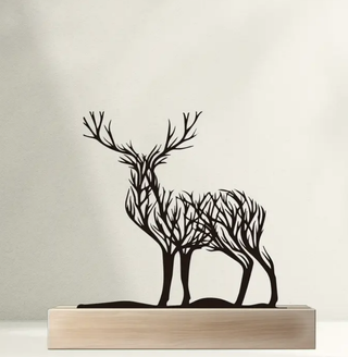 Escultura Ciervo Metal Negro