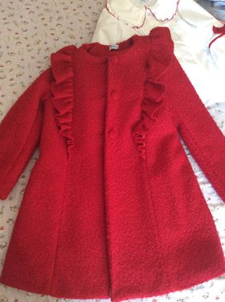 Vestido, blusa y abrigo invierno niña - Rojo 