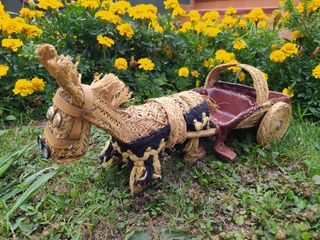 Carrito con burro esparto vintage