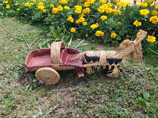 Carrito con burro esparto vintage