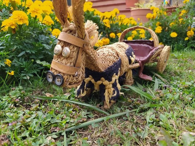 Carrito con burro esparto vintage