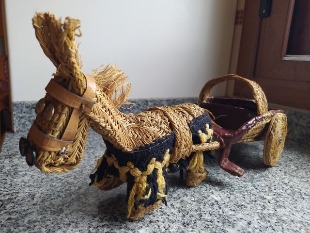 Carrito con burro esparto vintage