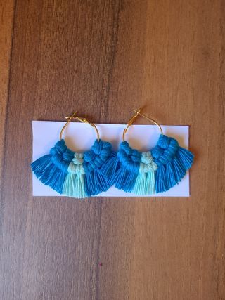 Pendientes macramé azules hechos a mano