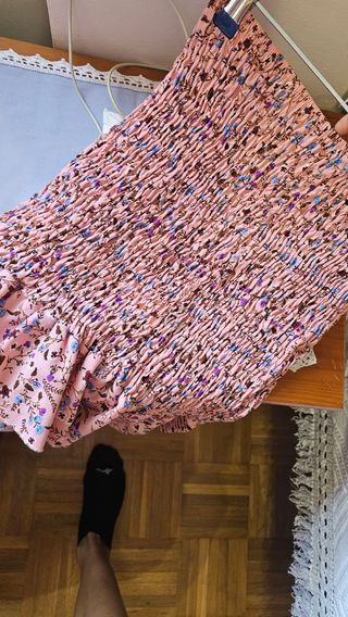 Falda tubo estampada rosa