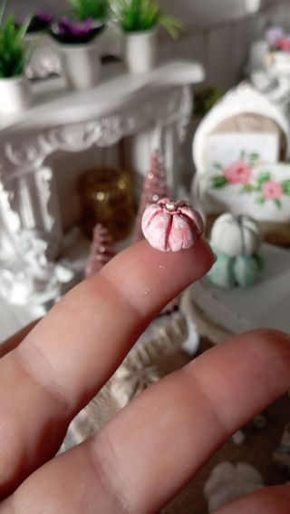 3 zucche shabby chic in miniatura scala 1:12