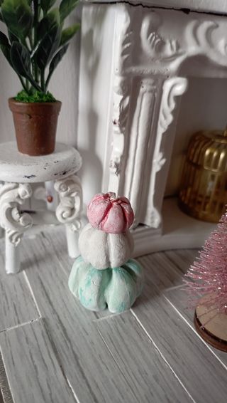 3 zucche shabby chic in miniatura scala 1:12