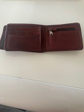 Billetera cuero marrón-rojo