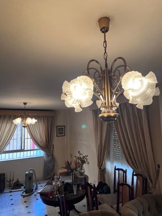 2 Lamparas Salon -Doradas- Cristal