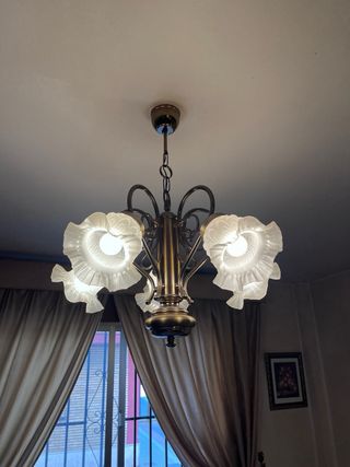 2 Lamparas Salon -Doradas- Cristal