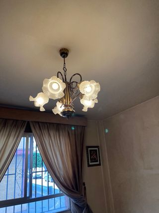 2 Lamparas Salon -Doradas- Cristal