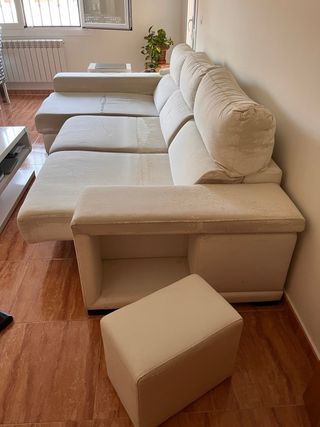 Sofá chaise longue beige 305cm
