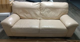 Sillón piel beige 2 plazas