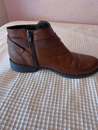 Botines Piel Marrón Mujer - Talla 38