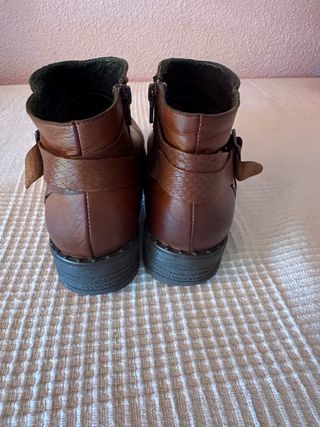Botines Piel Marrón Mujer - Talla 38