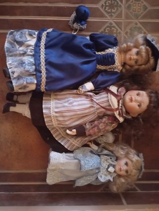 3 Muñecas Porcelana Vintage