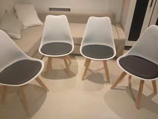 4 sillas comedor - blanco & negro