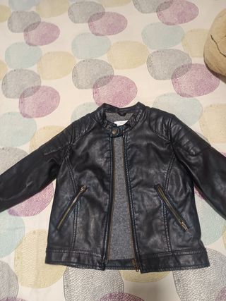 Chaqueta cuero niño negra