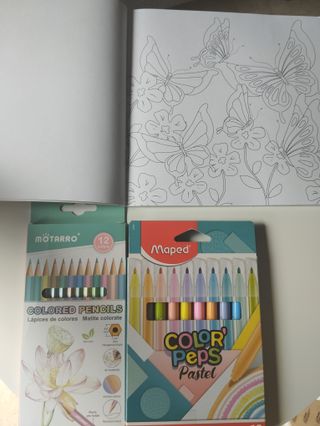 Lápices y Rotuladores color Pastel +Libro Colorear