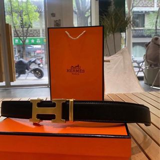 Cinturón Hermès marrón-naranja