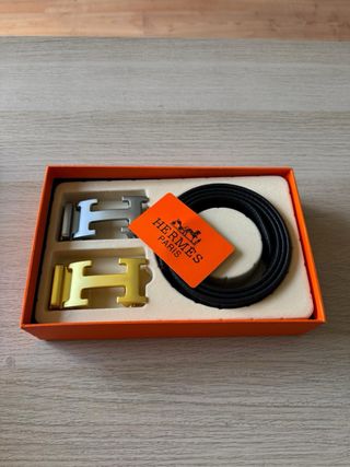 Cinturón Hermès marrón-naranja