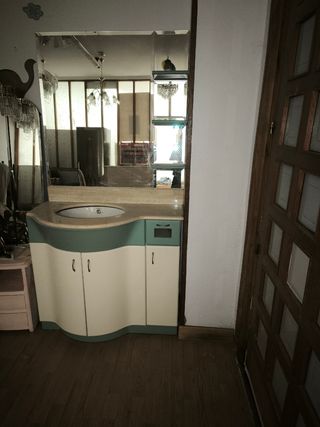 Mueble baño vintage blanco-verde agua