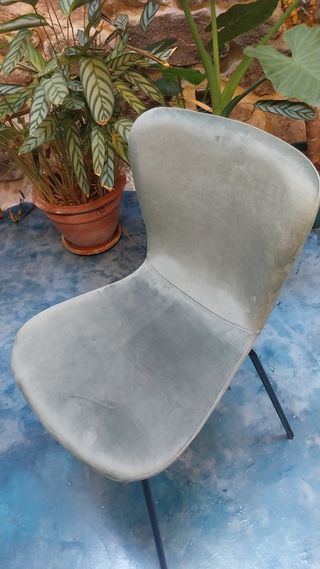 Silla MAISONS DU MONDE - terciopelo verde azulado