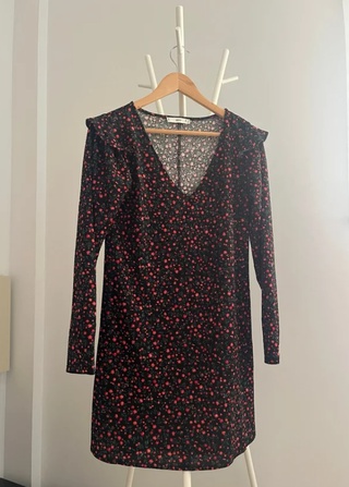 Vestido flores rojo-negro M