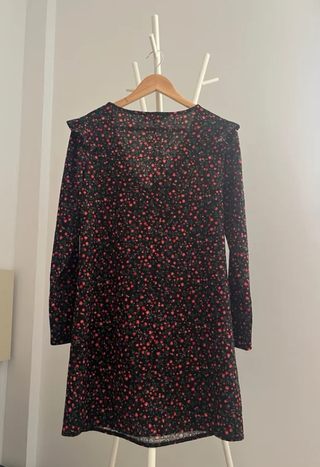 Vestido flores rojo-negro M