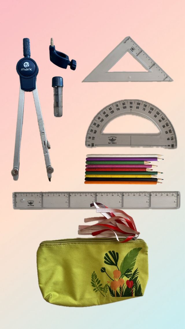 Pack escolar: regla, compás, lápices