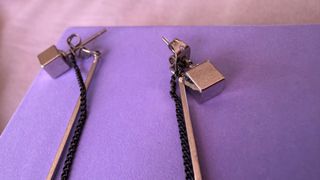 Pendientes largos plata-negro