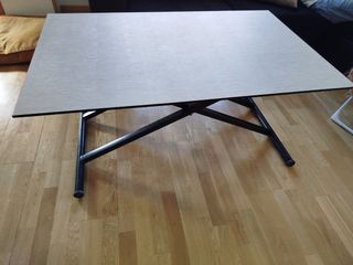 Mesa elevable beige cristal-metal