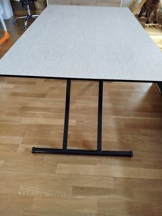 Mesa elevable beige cristal-metal