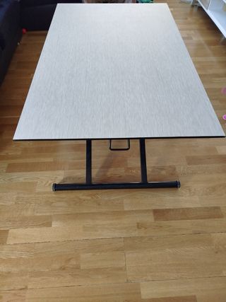 Mesa elevable beige cristal-metal