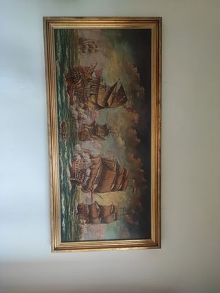 Cuadro óleo barcos antiguos