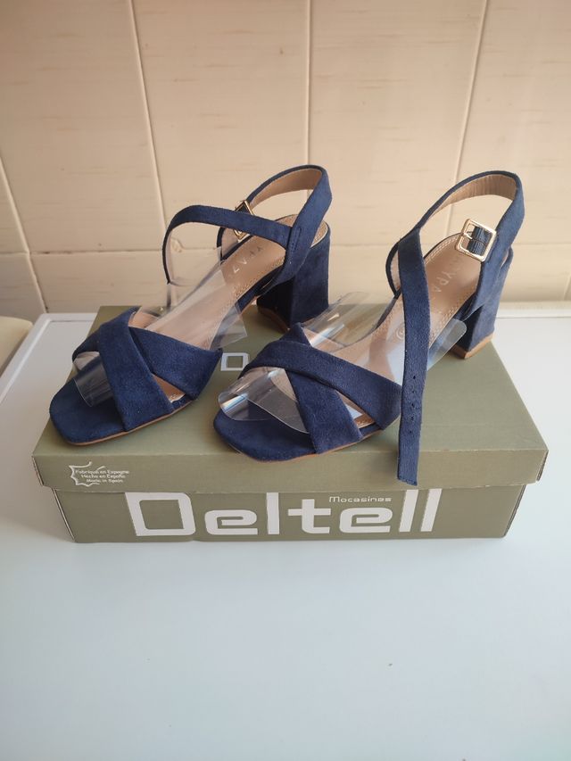 Sandalias tacón azul marino n°37