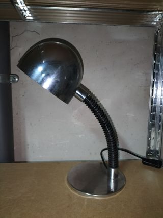 Lampara Vintage Metalica Plateada + Flexo