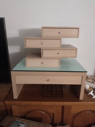 Mesita estanteria- Madera & Cristal