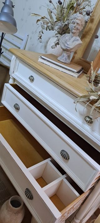 Cómoda madera blanca 5 cajones