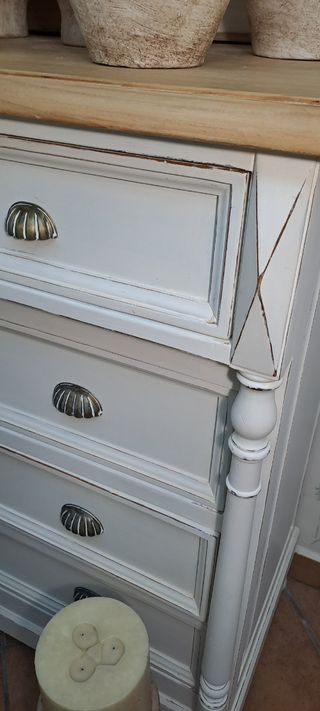 Cómoda madera blanca 5 cajones