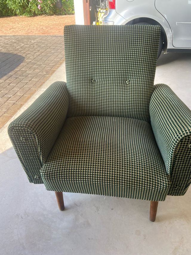 Sillón vintage - tela verde