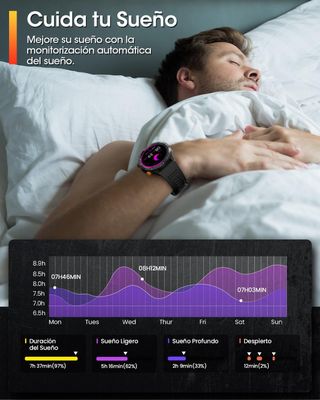 Smartwatch Deportivo 70+ Modos Hombre AMOLED IP68.
