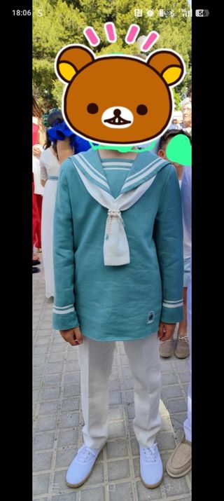 Traje comunión niño - verdey blanco