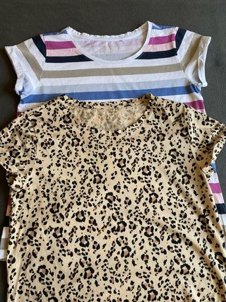 2 Blusas algodón: Rayas & Leopardo