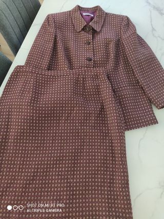 Traje falda chaqueta - lana - rosa/buganvilla 
