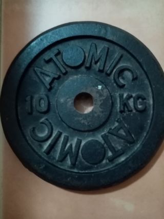 Barra gimnasio - Par de Mancuernas y disco