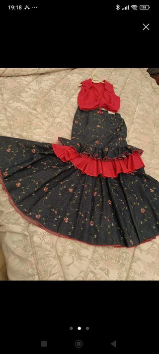 Traje gitana niña rojo y azul