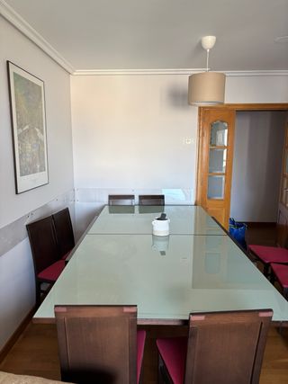 Mesa cristal madera extensible