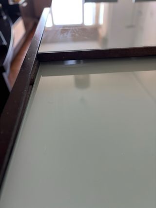 Mesa cristal madera extensible