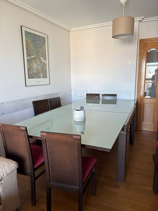 Mesa cristal madera extensible