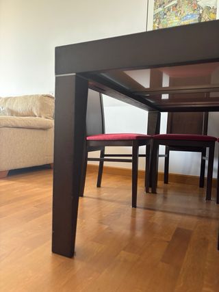 Mesa cristal madera extensible